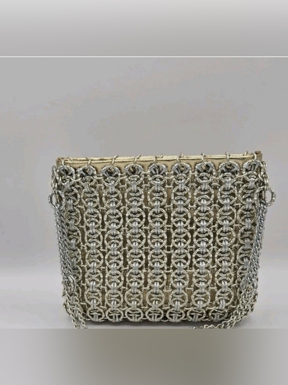 Vintage Walborg Paco Rabanne 60s silver gold metal chain mail link purse